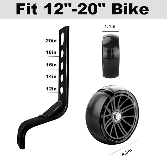 Training Wheels, Wider Flash Kids Bike Training Wheels for 12 14 16 18 20 Inch Single Speed & Variable Speed Bicycle Heavy Duty Rear with Stabilizers Mounted Kit