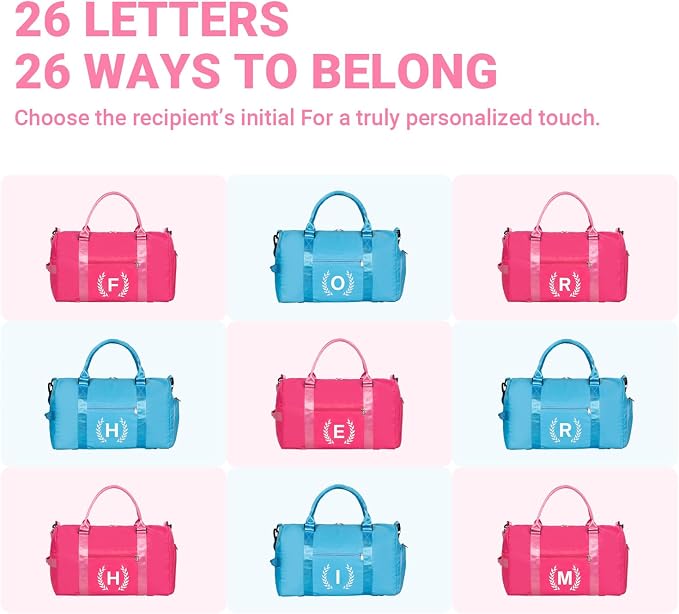 Gym Bag for Women, Personalized Duffle Bag with Shoe Compartment, Sports Bag for Yoga & Dance with Wet Pocket and Mat Strap(HotPink,G)