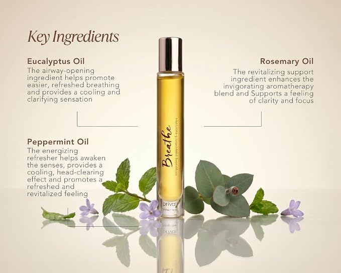 PRIVAI Peppermint & Eucalyptus Essential Oil Roller - 10 ML - Breathe, Refreshing Aromatherapy - Refreshing Travel Size - Roll-On with Jojoba Oil – Invigorating Wellness Blend for Everyday Self Care