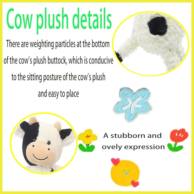 Cow Stuffed Animal Plush Doll Toy 11.8 inch for Girls Boys Christmas Children's (Cow Stand)