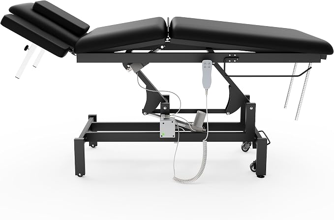 Dolonm 2 Motors Electric Massage Table, Hydraulic Electric Lift Adjustable Waist and Height Lifting Functions for Treatment, Physical Therapy, Spinal Massage, Facial Spa, Waxing, Tattooing - Black