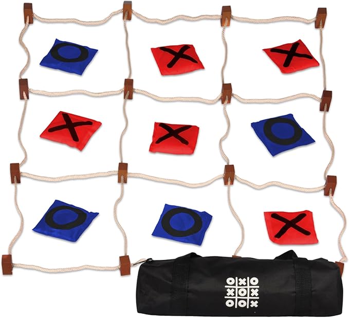 Giant Tic Tac Toe Outdoor Games, Bean Bag Toss for Kids and Adults, 4Ft x 4Ft, Large Backyard Family Game, No Assembly, Indoor Outdoor Play, Portable Giant Lawn Games, Instant Setup