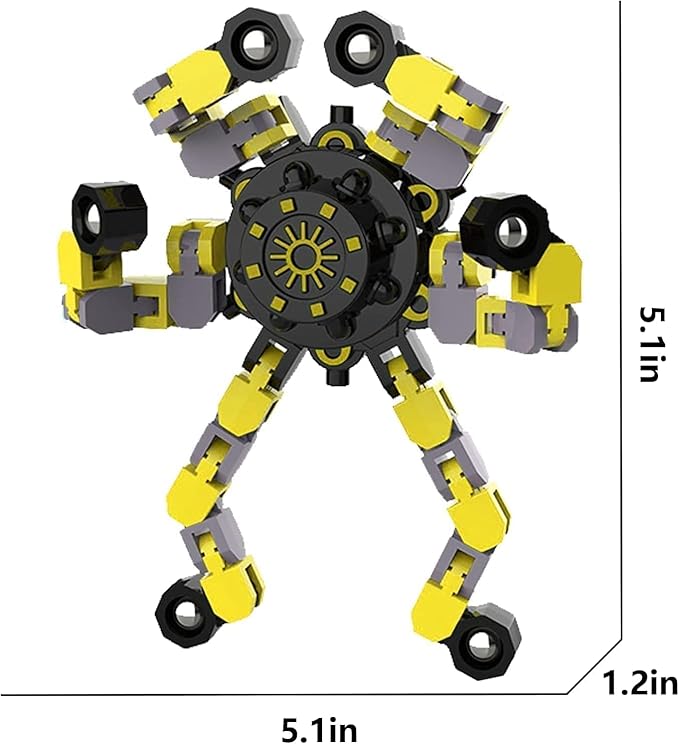6 Pcs Fidget Spinners Toys for Kids & Adults, Deformable Robot Transformable Fingertip Spinner, Stress Relief Party Favor for Classroom Prizes, Christmas, Valentine’s Day Gift, Goodie Bag Fillers