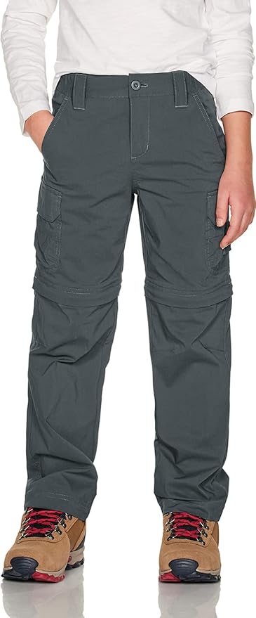CQR Kids Youth Hiking Cargo Pants, UPF 50+ Quick Dry Convertible Zip Off Pants, Outdoor Camping Pants