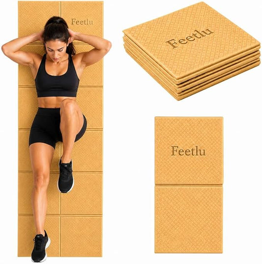 Foldable Yoga Mat, 6mm Thick, 72L x 24W Inch, Lightweight, Anti-Slip, and Easy to Store – Perfect for Travel, Yoga, Pilates, Home Workouts, and Floor Exercises