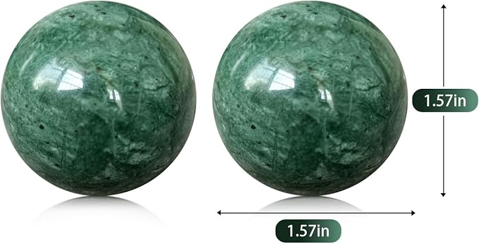 Traditional Chinese Baoding Balls, Marble Health Exercise Stress Relief Balls, Dark Green, 2-Piece Set (Dark Green, Medium-1.57")