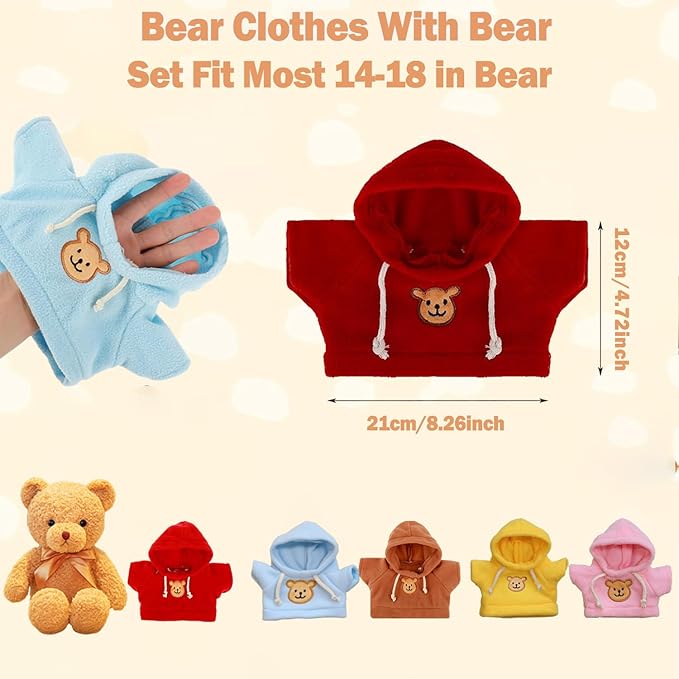 10 Pcs Build A Bear Clothes Set,Stuffed Animal Clothing for 14-18 Inch Plush Toys, Teddy Bear Outfits, Cute DIY Accessories for Plush Dolls