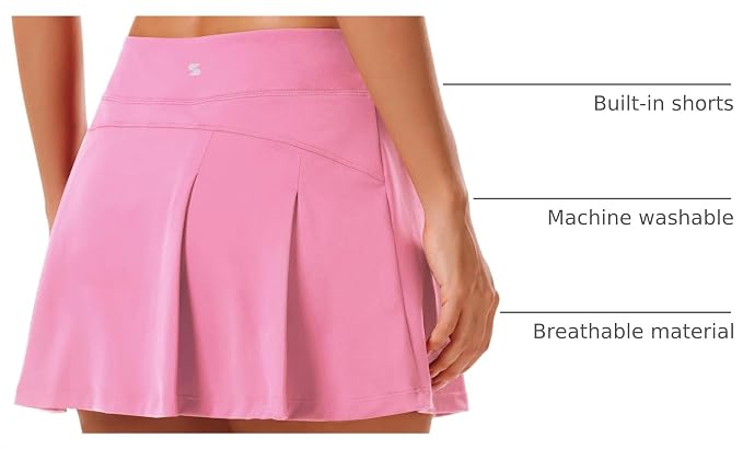 Stelle Women Tennis Skirt High Waisted Athletic Golf Skorts with Pockets | Tummy Control, Built-In Shorts, Deep Pockets, Pleated, Breathable, Lightweight, Tennis, Golf, Pickleball, Running, Workout