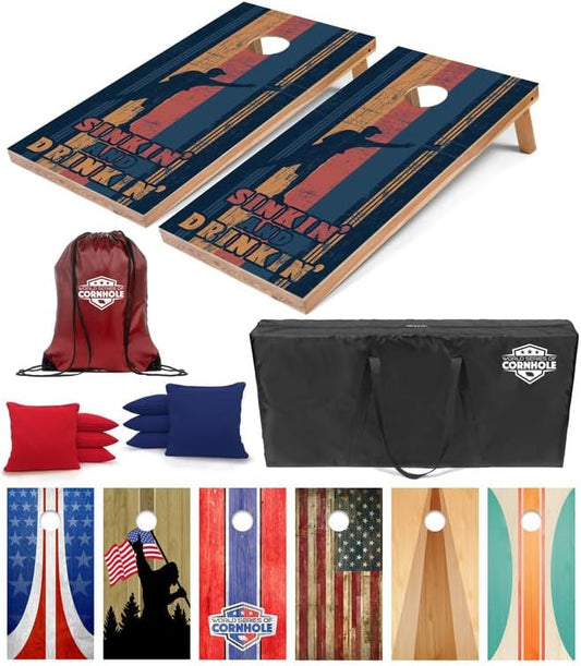 World Series of Cornhole Regulation Size Cornhole Boards - Lightweight & Durable All-Wood Construction | Backyard Bean Bag Toss Set | Outdoor Game for Tailgates & BBQs