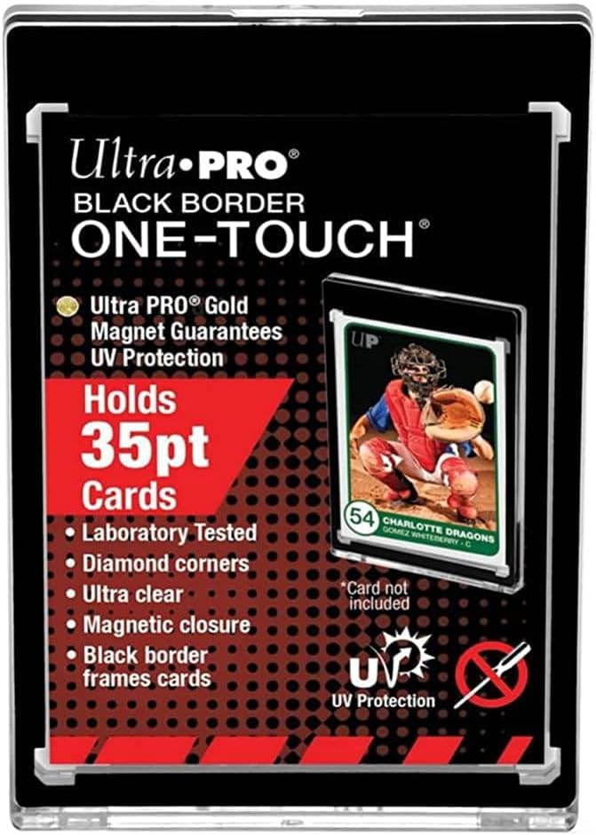 Ultra PRO ONE‑Touch Magnetic Card Holder 35pt Black Border with UV Protection – 5 Pack Premium Trading Card Display Cases