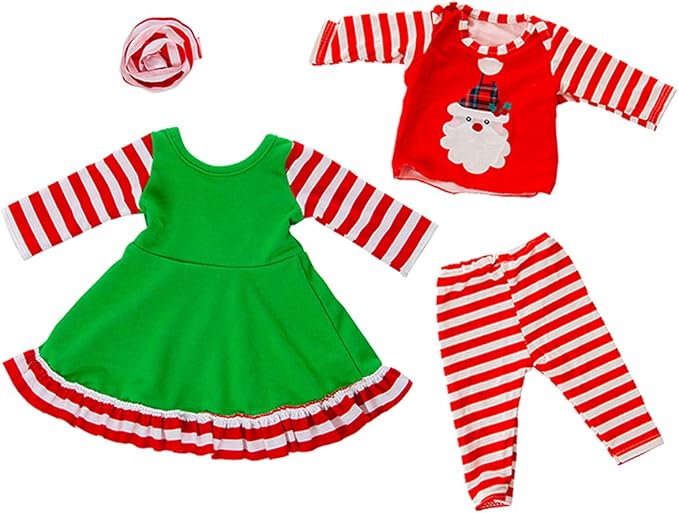 Ecore un 2 Set 18 Inch Doll Christmas Clothes Dress Pajamas Outfits for 18 Inch Girl Doll