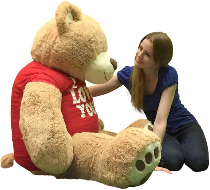 Big Plush Giant Teddy Bear with I Love You T-Shirt - Huge 5-Foot Plush Teddybear - Stuffed Animal - Loving Gift - OSO de Peluche - Cute Oversized Plushie - Jumbo Bear to Show You Care