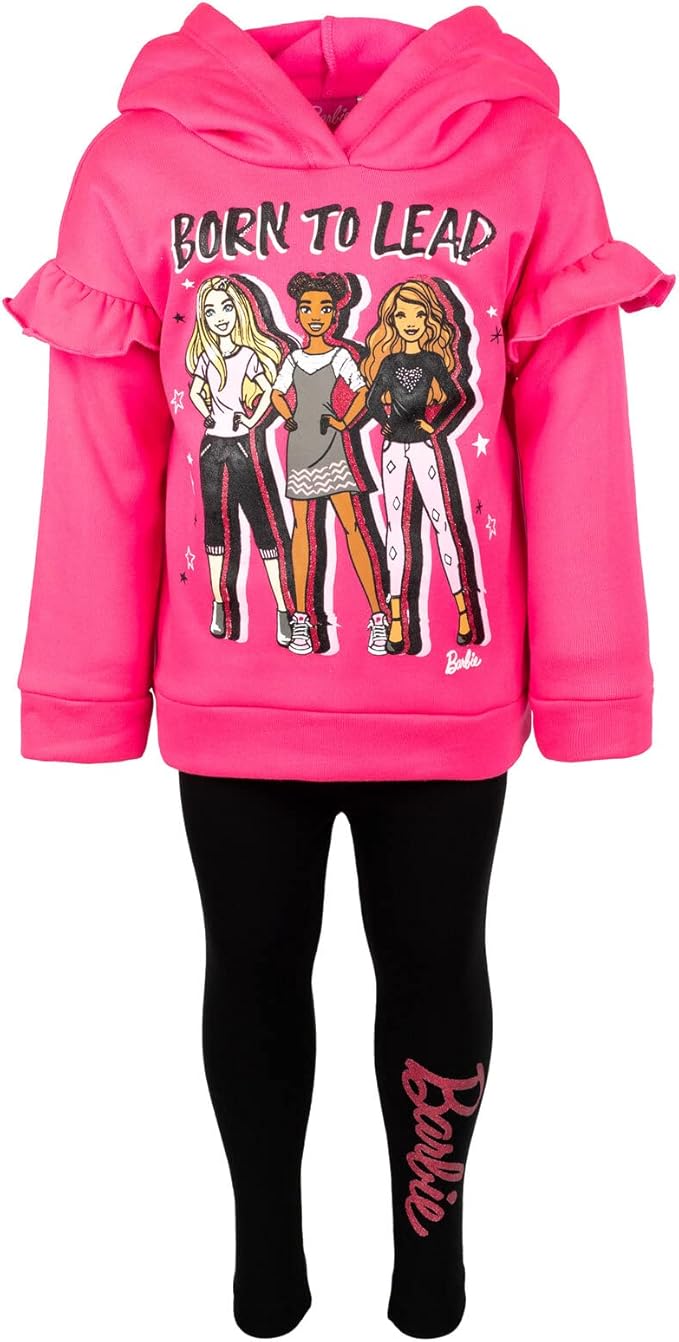 Barbie Girls Fleece Hoodie and Leggings Outfit Set Toddler to Big Kid Sizes (2T - 18-20)