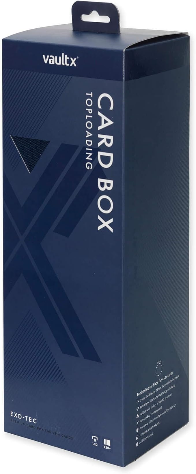 Vault X Card Storage Box, Exo-Tec Material, Detachable Magnetic Lid, with Dividers & Foam Fillers, for Trading Cards (Blue)