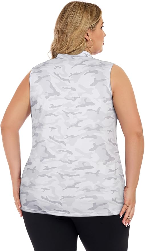 Misyula Style Plus Size Womens Golf Shirt Full-Zip with Pockets Tank Tops | Sleeveless, Quick Dry, Moisture-wicking, Lightweight Vests, Athletic, Tennis, Running, Workout, Casual, Travel, Work