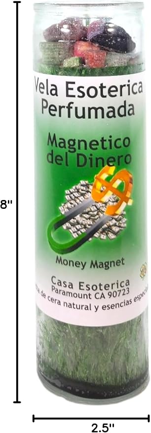 Money Magnet-Palm Wax Spiritual Intention Spell Candle-[Green] | Vela CASA ESOTERICA PERFUMADA- (MAGNETICO DEL Dinero)