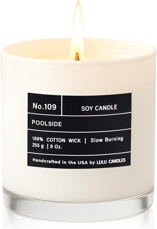 Lulu Candles | Poolside | Luxury Scented Soy Jar Candle | Hand Poured in The USA | Highly Scented & Long Lasting (9 Oz.)