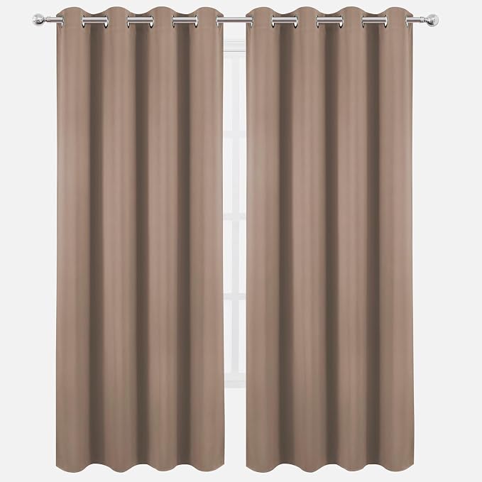 LEMOMO Blackout Curtains 52 x 90 Inch Long Cappuccino Curtains Set of 2 Panels Room Darkening Curtains for Bedroom and Living Room