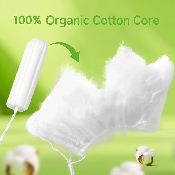 Tellove Tampons with 100% Organic Cotton Core, 8 Count (4 Regular, 4 Super), Featuring 360° Comfort-Expand Leakproof Technology with Comfort BPA-Free Long Applicator, Gentle on Sensitive Skin