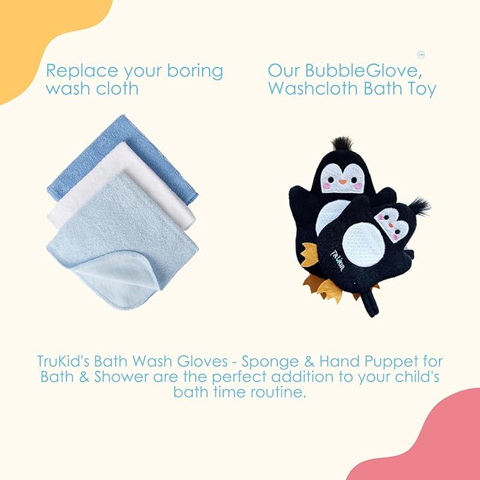 TruKid Bubble Gum Bubble Podz & BubbleGlove Set – Bubble Bath Pods and 2 Wash Gloves for Parent and Child