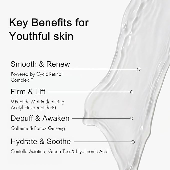 Loxadz Under Eye Brightener Serum with Cooling Rollerball, Zero Irritation Retinol Eye Cream for Puffy Bags, Fine Lines and Wrinkles, Hydrating Massage Roller for Dark Circles, 0.52 fl.oz