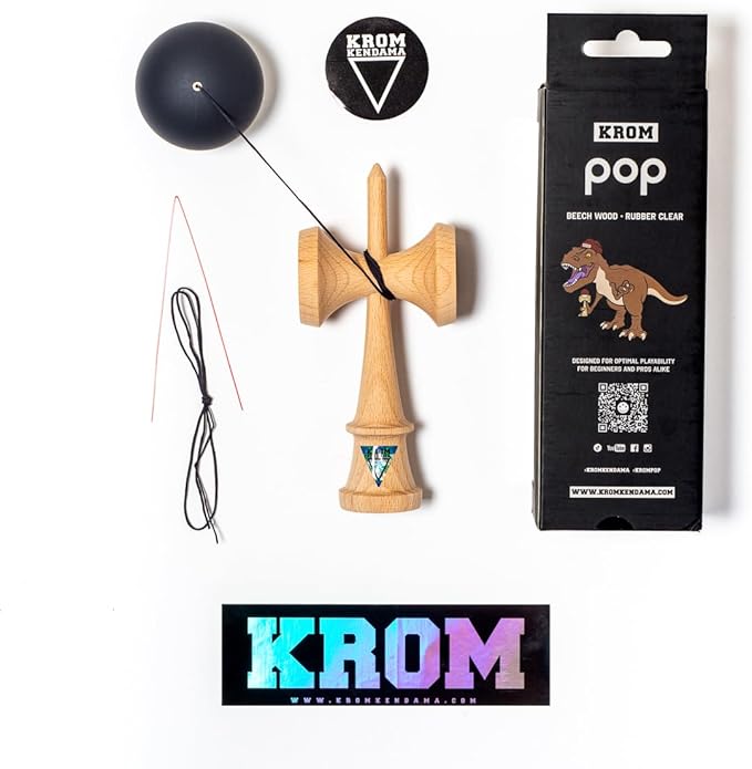 Kendama Toy POP Black - High Wood Quality - Extra Strong - for Beginner and Pro - Gift Pack : Extra String + Stickers
