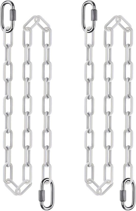 SELEWARE 2 Pack 80 Inch Hanging Swing Chain with 4 Carabiners, 1000LB Capacity Plastic Coated Hanging Chains, Hammock Hardware Kit for Swing, Hanging Chair, Punching Bags, Indoor Outdoor Gym (White)