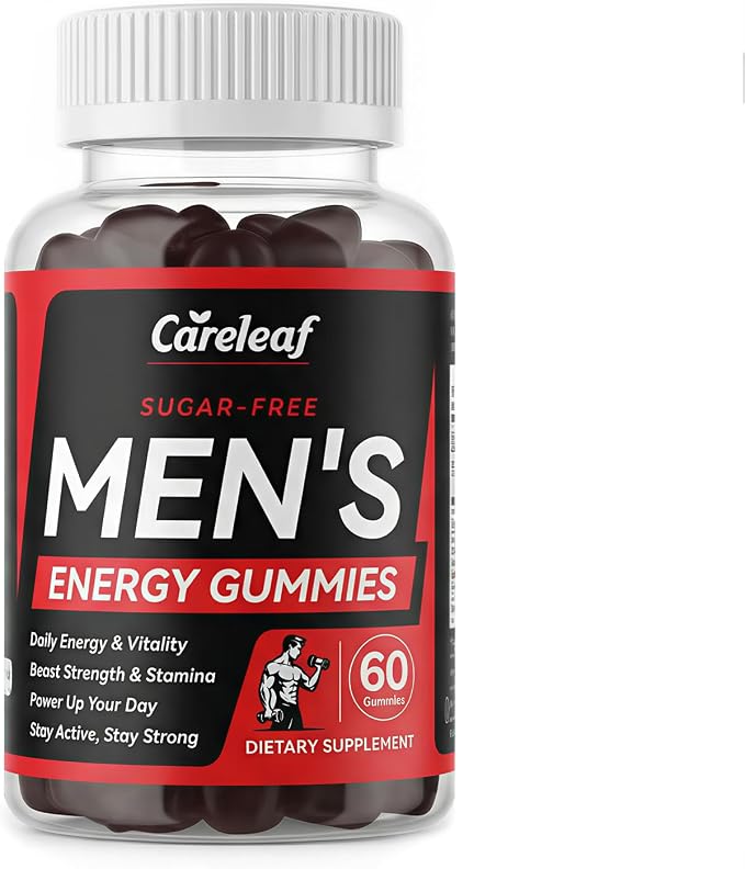 Men's Energy Gummies - Testosterone Support to Enhance Male Energy, Stamina, Endurance & Prostate Health - Testo Gummy with Maca, Ginseng, Horny Goat Weed, Pumpkin Seed & Zinc, 60 Ct