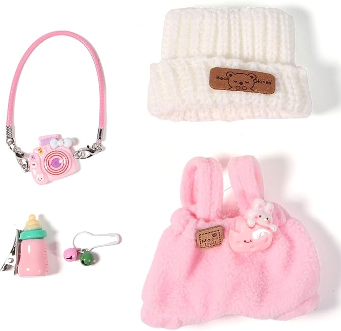 AICase for 17cm Doll Clothes/Outfit,Clothing Set for 17cm Doll,3 Piece Set Hat Clothing,Boys and Girls Stylish Adorable Clothes Accessories _Pink-16