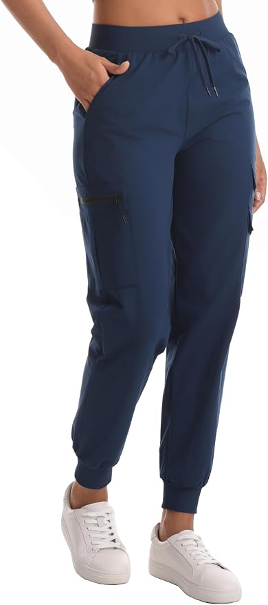 Rrosseyz Women's Hiking Pants with Pockets - Lightweight Water Resistant Joggers Cargo Pants for Casual Travel Golf Outdoor
