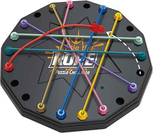 Rope Untangling Puzzle Game, Educational Strategy Board Game for Kids & Adults, 10 Elastic Pull Ropes, Family Travel Party Games with Multi-Level Challenges, Fine Motor Skills Gifts for All Ages