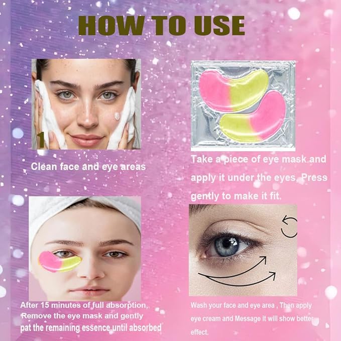 Under Eye Patches for Dark Circles Puffy Eyes 24 Pairs Collagen Eye Bags Travel Eye Masks, Stocking Stuffers for Christmast Bulk Gifts for Women Men and Teen Girls Hangover Kit supplies(Gold Pink)
