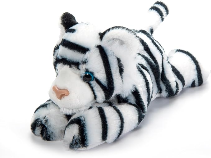 The Petting Zoo White Tiger Stuffed Animal Plushie, Gifts for Kids, Scoopz Wildlife Animals, Tiger Plush Toy, 8 inches