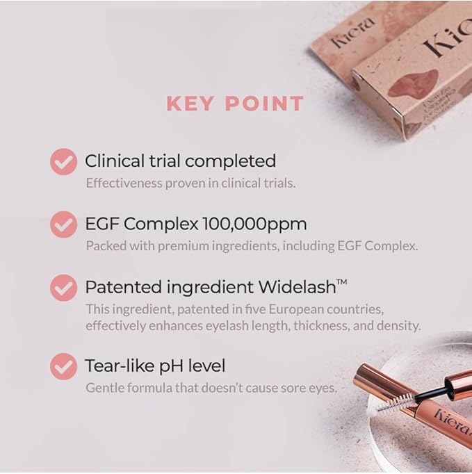 KIERA Blooming Eyelash Serum 0.25oz(7.5ml) | Enhancing Eyelash Length & Thickness | Suitable for Eyebrows and Scalp Use