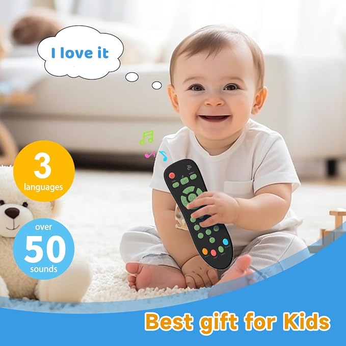 Baby TV Remote Control Toy with Light and Sounds, Kids Musical Early Education Learning Realistic Toddler Remote Toys for Preschool Infant Toddlers Boys Girls Child 6M+