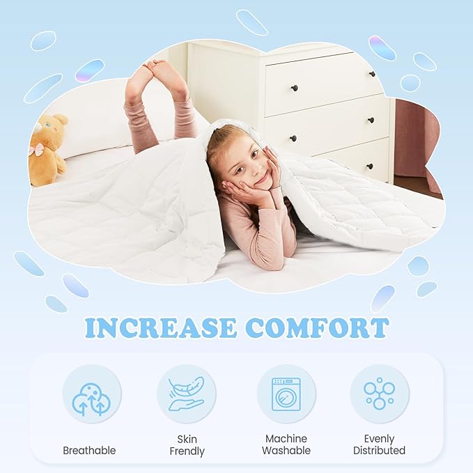 Weighted Blanket - 7 lbs White Heavy Blanket - Small Size Breathable Lap Blanket(41"x60", 7 lbs)