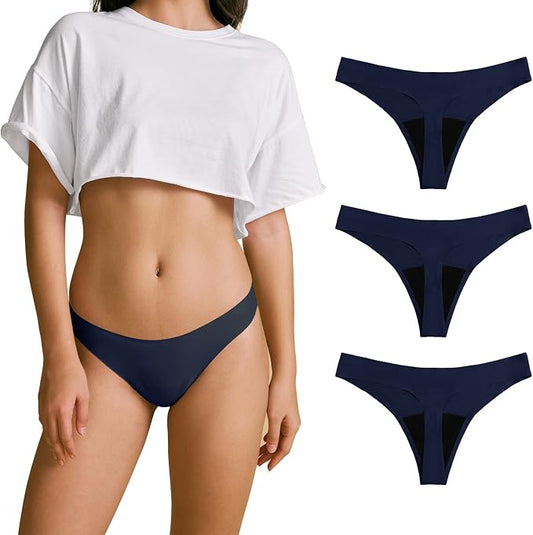 SHARICCA Women Postpartum Period Thongs 4 Layers Leakproof Underwear Panties for teen ladies Multipack