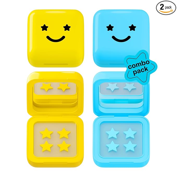 Starface Hydro-Star® Hydrocolloid Pimple Patches + Big Yellow Compact (32 ct) and Hydro-Star® Hydrocolloid Patches with Salicylic Acid + Big Blue Compact (32 ct), Shrink Spots, Absorb Fluid, 2-Pack