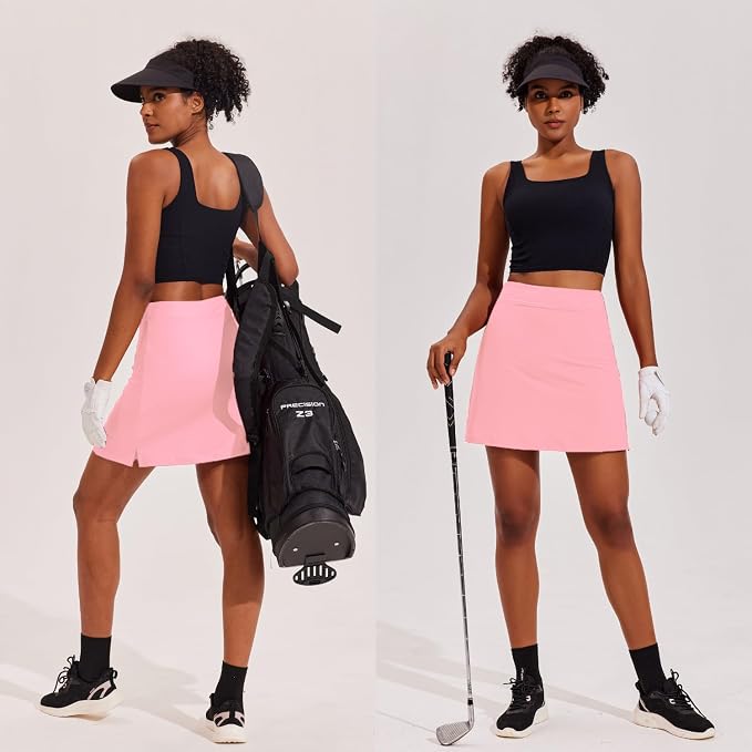 Ekouaer 16" Skorts for Women with Pockets Golf Pickleball Tennis Skirt | Silicone Grippers,2 Inner Pockets,Wide Waist,Side Slit Hem,Breathable,Soft,Lightweight