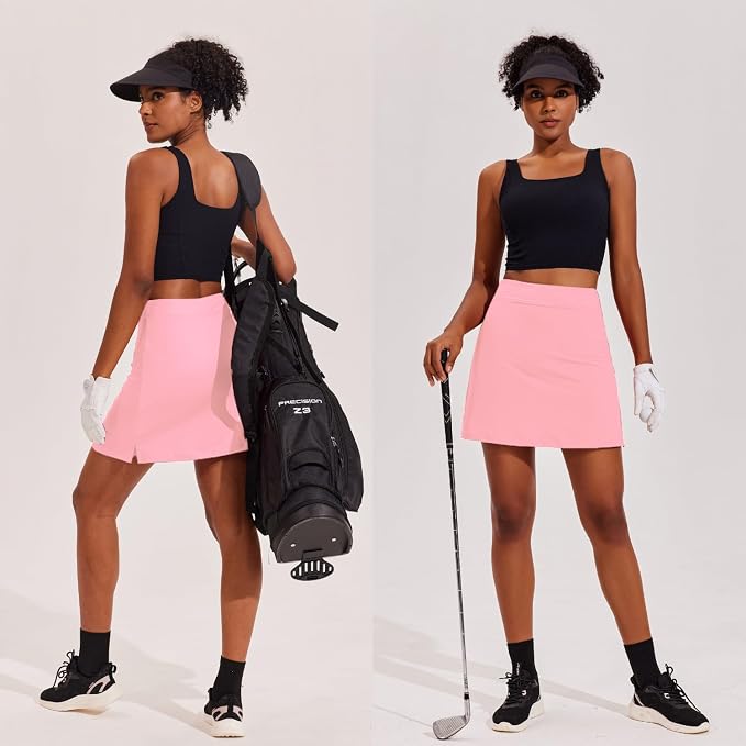 Ekouaer 16" Skorts for Women with Pockets Golf Pickleball Tennis Skirt | Silicone Grippers,2 Inner Pockets,Wide Waist,Side Slit Hem,Breathable,Soft,Lightweight
