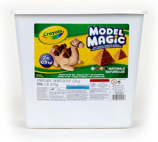 Crayola Model Magic Naturals, 4 Packs (8oz ea), Bulk Modeling Clay Alternative, Craft Supplies for Classrooms, 2 lb. Bucket