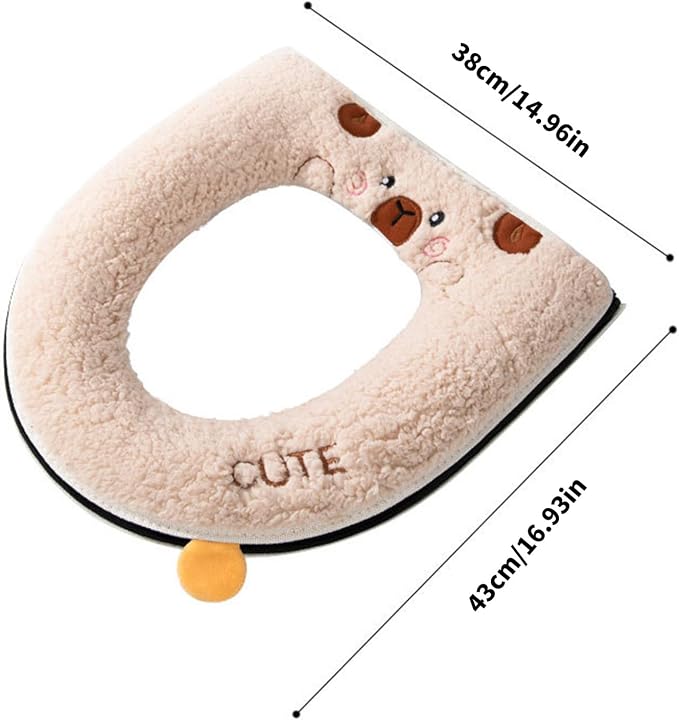Cartoon Toilet Seat Cover, Plush Warm Soft Easy Installation Easy Winter Toilet Seat Cover for Home Bathroom