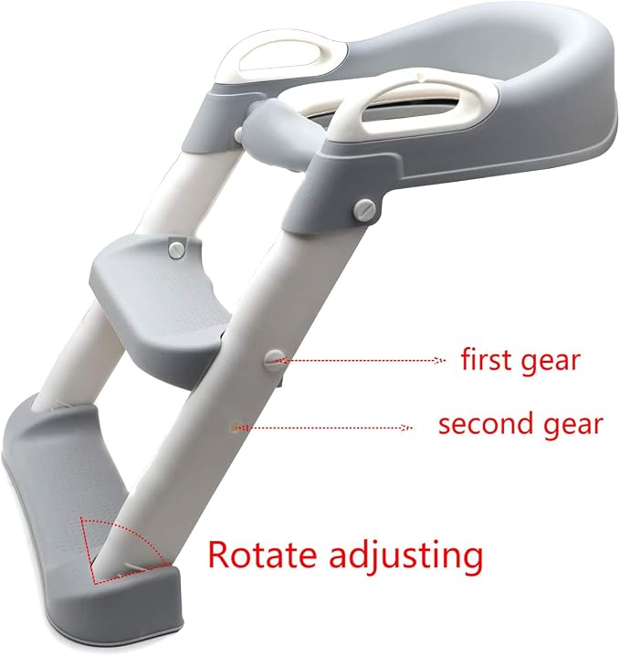 HongK- Classic Potty Training Toilet Ladder Seat With Upgraded Cushion Step Stool Ladder Toilet Chair/Toilet Trainer for Baby Toddler Kids Children In Gray [P/N: ET-BABY002-GRAY-C]