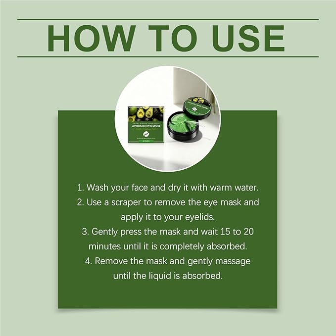 Grospe Avocado Eye Mask,Hyaluronic Acid Moisturizing Eye Mask,Moisturizes And Fills The Skin Around The Eyes,Daily Care Eye Makeup Is More Comfortable