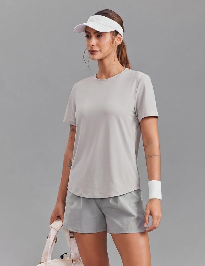 PINSPARK Soft Workout Tops for Women UPF 50+ Sun Protection Shirt Quick Dry Athletic Running Hiking Travel Basic Tee Shirts