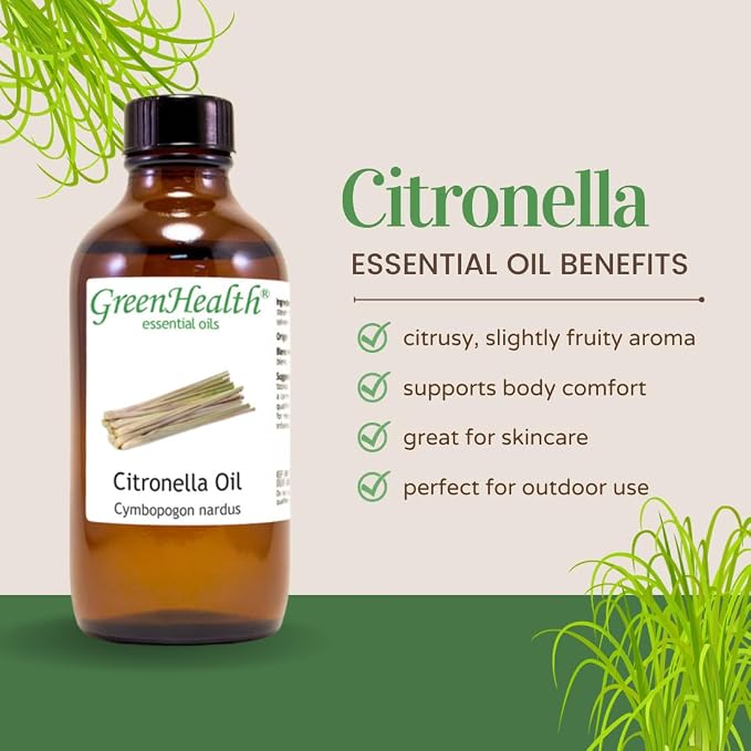 Citronella Essential Oil - 1 fl oz (100% Pure & Uncut) - GreenHealth