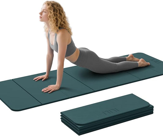ILILI Foldable Yoga Mat 71 * 24 * 0.3'' - TPE Non-Slip Fitness Mat for Home，Waterproof & Lightweight (2lb) for Home Gym, Pilates & Stretching,Fitness Workouts