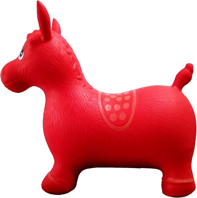 AppleRound Inflatable Ride-on Bouncy Animal Hopper – Horse, Cow or Unicorn – Kids Space Hopper Bouncer with Hand Pump – Jumping Toy for Indoor/Outdoor Play