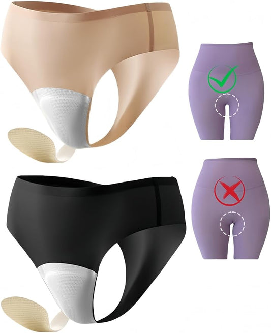 Seamless Anti Embarrassment Workout Underwear | No-Show Invisible Thongs, Smooth Contour Proof Intimates, Cameltoe Concealer Clothing Layer