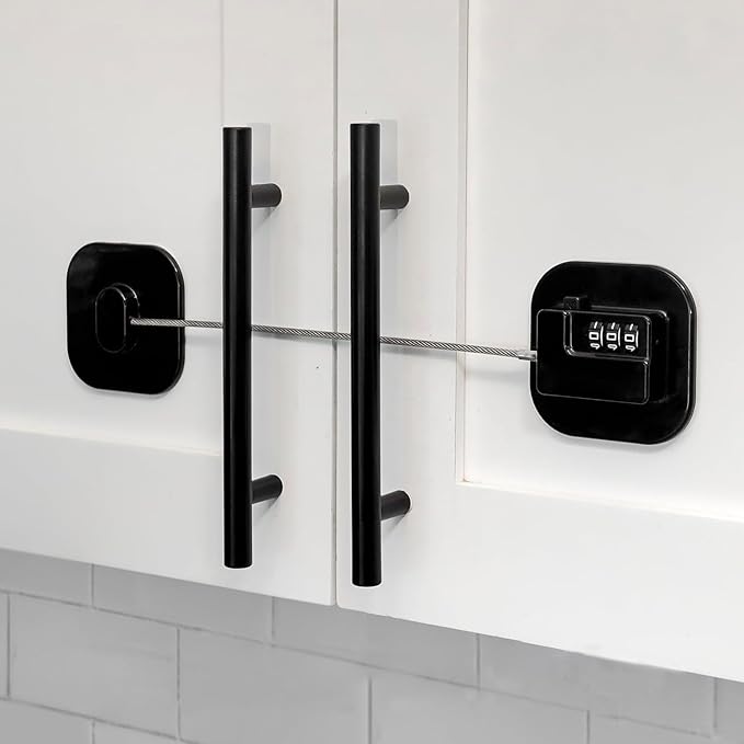 Child Safety Cabinet Locks,Drawer Locks with Combination Closet Lock,Fridge Lock,Child Proof Refrigerator Lock,Child Lock(Black 4Pcs)